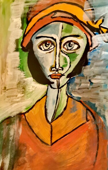 Painting titled "Lady" by Regina Dem, Original Artwork, Acrylic