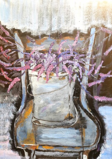 Painting titled "Lavendel" by Regina Dem, Original Artwork, Acrylic Mounted on Wood Stretcher frame