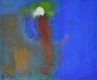 Schilderij getiteld "Blau /blue" door Regina Hermann, Origineel Kunstwerk, Acryl Gemonteerd op Frame voor houten brancard
