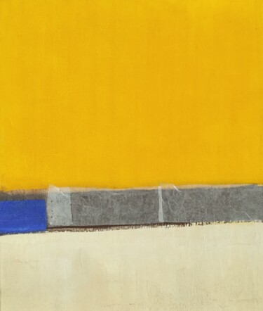 Schilderij getiteld "Gelb - yellow" door Regina Hermann, Origineel Kunstwerk, pigmenten Gemonteerd op Frame voor houten bran…