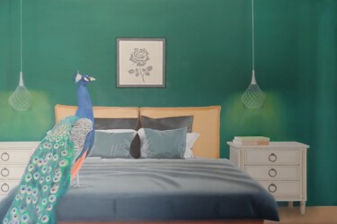 Картина под названием "Pfau / Peacock" - Regina Hermann, Подлинное произведение искусства, Масло Установлен на Деревянная ра…