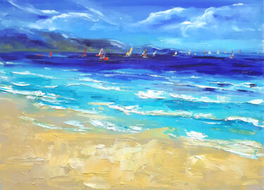 Beach Painting titled "Beach" by Regina Ishina, Original Art, Oil