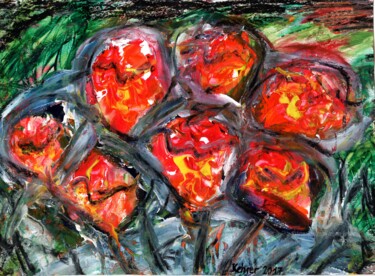 Peinture intitulée "Red Flowers" par Regina Kehrer, Œuvre d'art originale, Acrylique