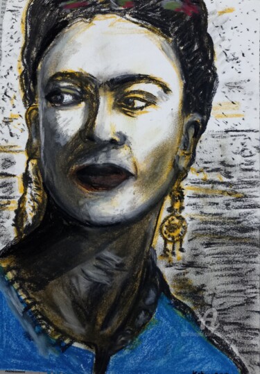Pintura intitulada "Frida Kahlo" por Regina Kehrer, Obras de arte originais, Pastel
