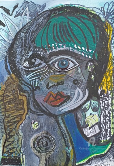 Malerei mit dem Titel "Regarding woman" von Regina Kehrer, Original-Kunstwerk, Pastell