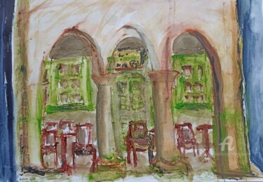 Pintura intitulada "Altes Cafe 2 in Ska…" por Regina Kehrer, Obras de arte originais, Aquarela