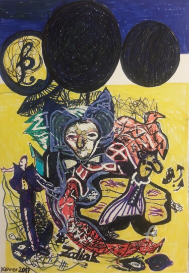 Malerei mit dem Titel "Zodiak" von Regina Kehrer, Original-Kunstwerk, Pastell