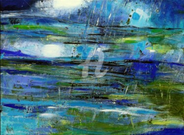 Painting titled "Sous la pluie" by Régina Klin, Original Artwork, Acrylic