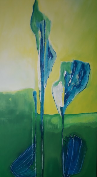 Malerei mit dem Titel "Blaue Blüte" von Regina Lieder- Schönn, Original-Kunstwerk, Acryl