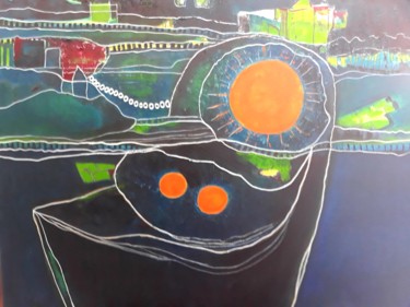 Malerei mit dem Titel "Alles im Fluss" von Regina Lieder- Schönn, Original-Kunstwerk, Acryl