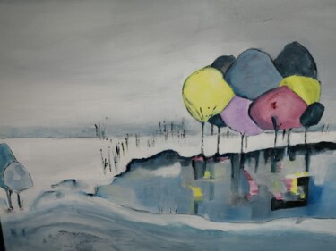 Malerei mit dem Titel "Winterstille" von Regina Lieder- Schönn, Original-Kunstwerk, Acryl