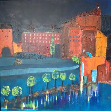 绘画 标题为“Stadt bei Nacht” 由Regina Lieder- Schönn, 原创艺术品, 丙烯
