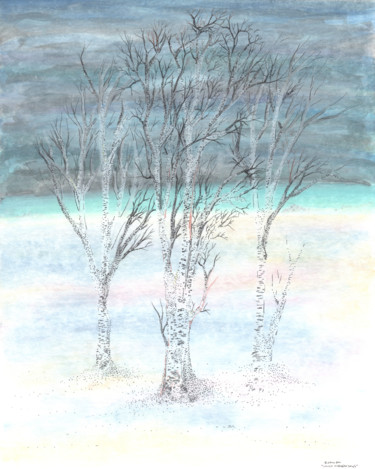 Dessin intitulée "Under Northern Skies" par Regina Valluzzi, Œuvre d'art originale, Encre