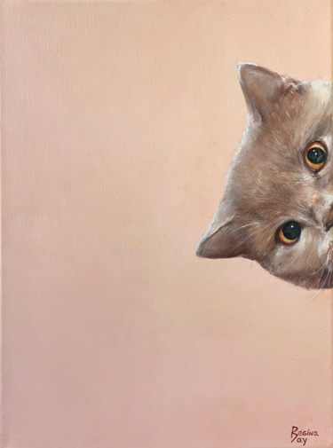 Painting titled "Cat" by Regina Baybikova, Original Artwork, Oil