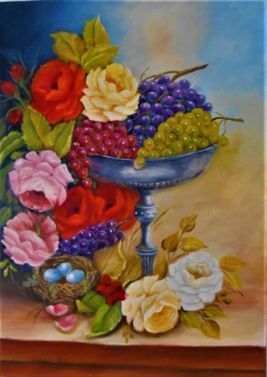 「Floral de flores e…」というタイトルの絵画 Regina Schwingelによって, オリジナルのアートワーク, オイル