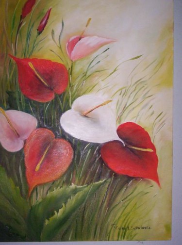 Pintura intitulada "flores  45" por Regina Schwingel, Obras de arte originais