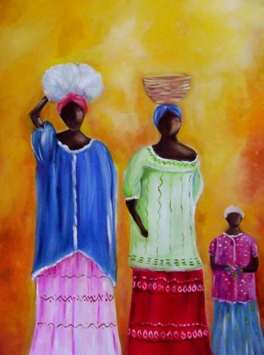 Pintura intitulada "AFRICANAS 1" por Regina Schwingel, Obras de arte originais