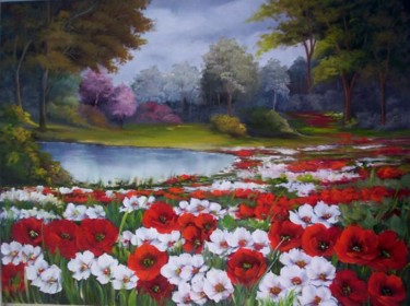 Pintura intitulada "CAMPO DE FLORES XXII" por Regina Schwingel, Obras de arte originais