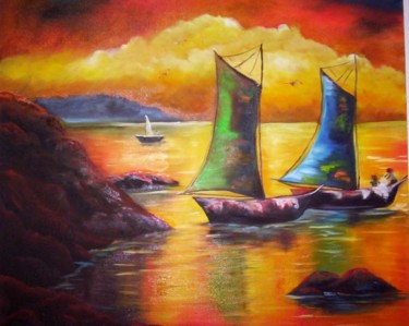 Pintura titulada "MARINA 23 -   ÓLEO" por Regina Schwingel, Obra de arte original