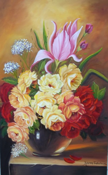 Pintura intitulada "Floral 445" por Regina Schwingel, Obras de arte originais
