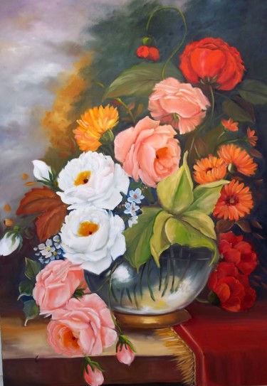 Pintura titulada "floral-346-ost-50x7…" por Regina Schwingel, Obra de arte original