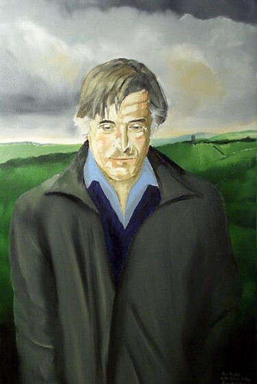 Malerei mit dem Titel "Poet Ted Hughes in…" von Reginald Gray, Original-Kunstwerk, Öl