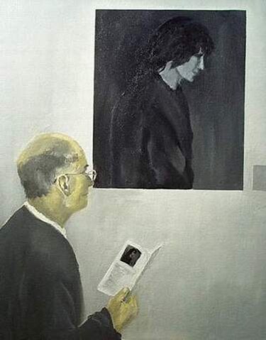 Painting titled "Looking at Gerhard…" by Reginald Gray, Original Artwork