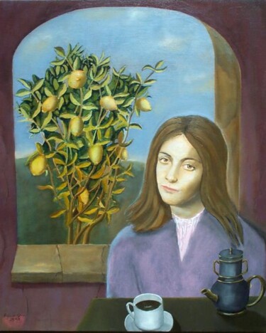 Painting titled "Girl and Lemon Tree" by Reginald Gray, Original Artwork