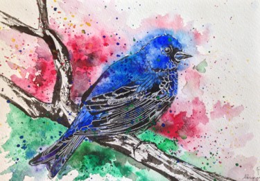 Картина под названием "Bird of happines" - Regina M, Подлинное произведение искусства, Акварель