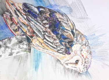 Картина под названием "Thoughtful owl" - Regina M, Подлинное произведение искусства, Акварель
