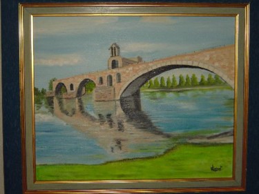 Painting titled "pont d'avignon 3" by Regine Tasset, Original Artwork