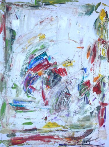 Peinture intitulée "Taches colorées sur…" par Regine Blot, Œuvre d'art originale, Acrylique Monté sur Panneau de bois