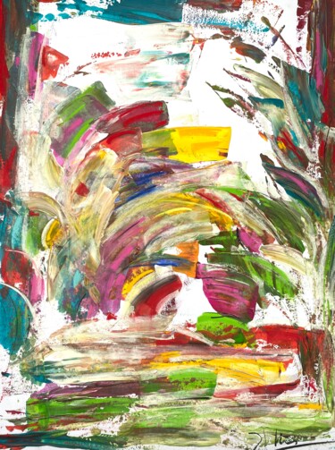 Peinture intitulée "Eruption en couleur" par Regine Blot, Œuvre d'art originale, Acrylique Monté sur Panneau de bois