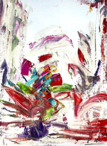 Картина под названием "Inspiration florale…" - Regine Blot, Подлинное произведение искусства, Акрил Установлен на Деревянная…