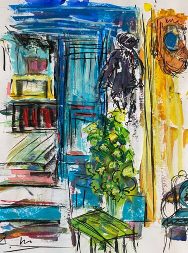 Картина под названием "Boutique en juillet" - Regine Blot, Подлинное произведение искусства, Акрил Установлен на Деревянная…