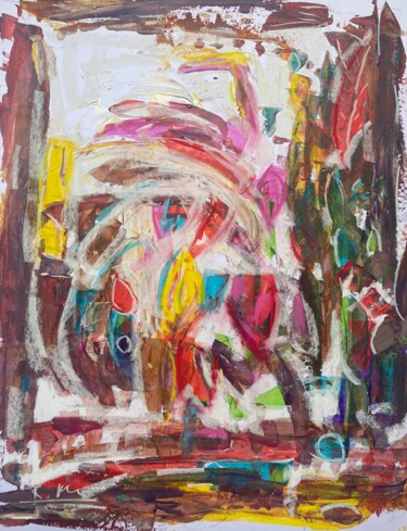Картина под названием "Forêt colorée" - Regine Blot, Подлинное произведение искусства, Акрил Установлен на Деревянная панель
