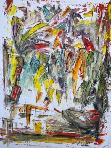 Картина под названием "Automne auprès d'un…" - Regine Blot, Подлинное произведение искусства, Акрил Установлен на Деревянная…