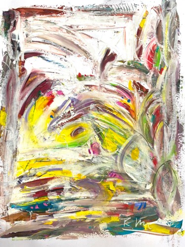 Malerei mit dem Titel "Energie ensoleilée" von Regine Blot, Original-Kunstwerk, Acryl Auf Holzplatte montiert