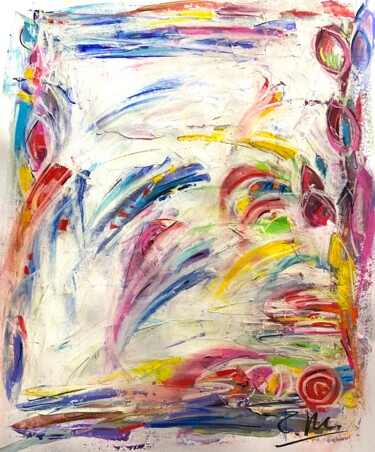 Peinture intitulée "Taches de couleur e…" par Regine Blot, Œuvre d'art originale, Acrylique Monté sur Panneau de bois