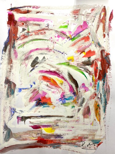 Pintura titulada "Taches colorées en…" por Regine Blot, Obra de arte original, Acrílico Montado en Panel de madera