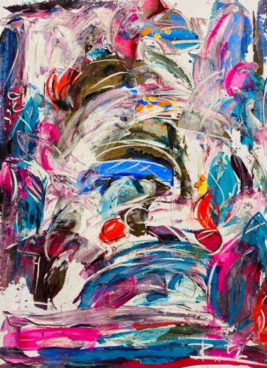 Картина под названием "Paysage amérindien…" - Regine Blot, Подлинное произведение искусства, Акрил Установлен на Деревянная…