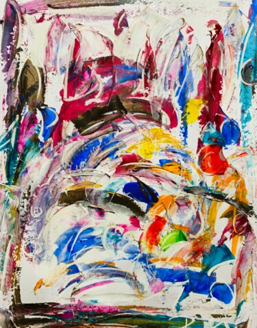 Картина под названием "Mouvements expressi…" - Regine Blot, Подлинное произведение искусства, Акрил Установлен на Деревянная…