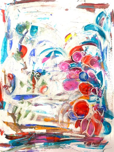 Картина под названием "Fruits dans un envi…" - Regine Blot, Подлинное произведение искусства, Акрил Установлен на Деревянная…