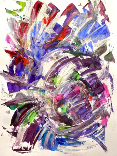 Картина под названием "Fleurs sauvages dan…" - Regine Blot, Подлинное произведение искусства, Акрил Установлен на Деревянная…