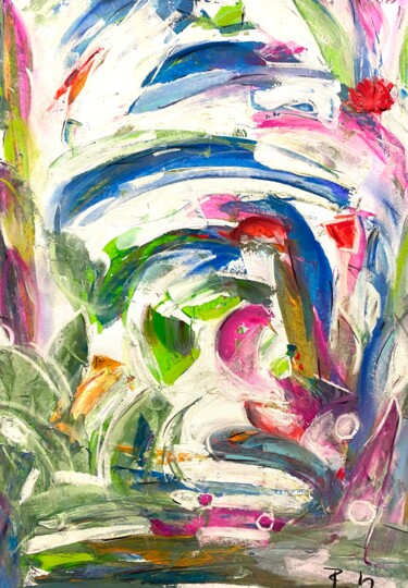 Pintura titulada "Plante colorée en c…" por Regine Blot, Obra de arte original, Acrílico Montado en Panel de madera