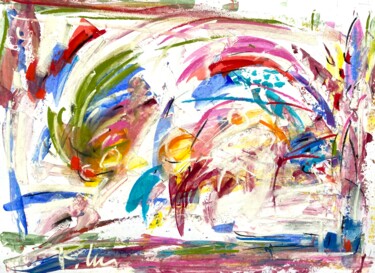Pintura intitulada "Explosions en coule…" por Regine Blot, Obras de arte originais, Acrílico Montado em Painel de madeira