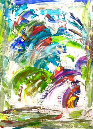 Peinture intitulée "Vagues et nuages to…" par Regine Blot, Œuvre d'art originale, Pastel Monté sur Panneau de bois