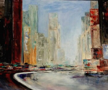 Painting titled "New-York" by Régine Desage, Original Artwork, Acrylic