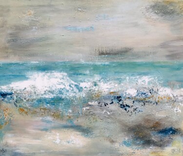 Painting titled "Ocean" by Régine Desage, Original Artwork, Acrylic Mounted on Wood Stretcher frame