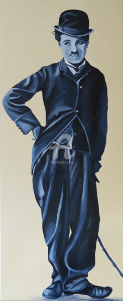 Schilderij getiteld "CHARLIE CHAPLIN (So…" door Régine Guthmann, Origineel Kunstwerk, Acryl